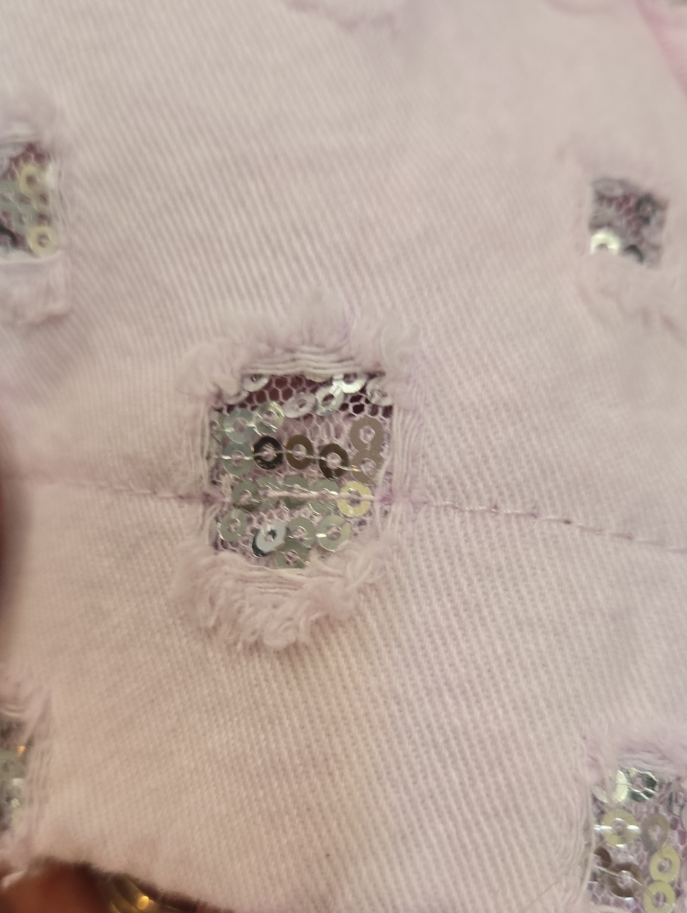 ZARA Light Pink Sequin Accents Distressed Skort - Picture 4 of 8